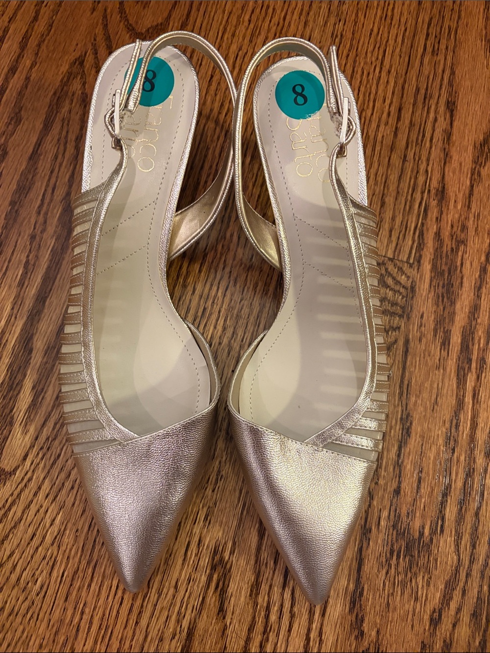Franco Sarto Metallic Gold Pointed Slingback Heels